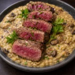 Tournedor de Mignon ao Ponto Perfeito com Risotto Cremoso de Cogumelos | 🚫🌾